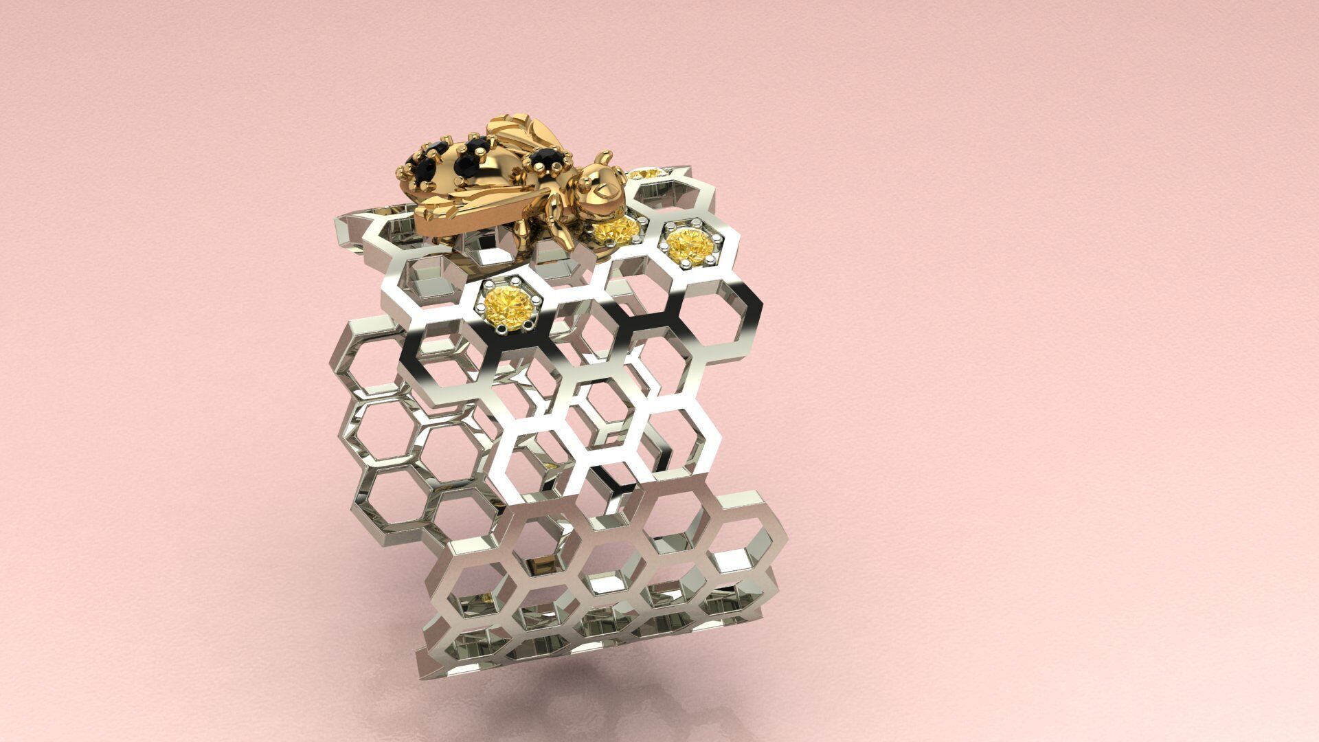 Beehive Ring 3D print model_7