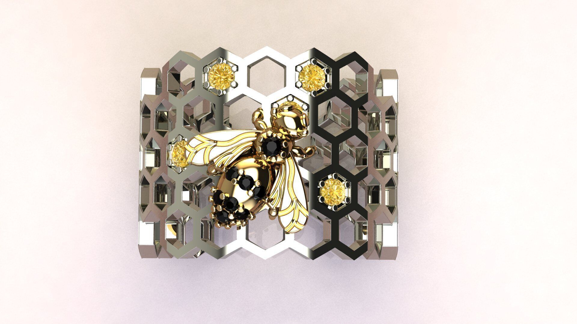Beehive Ring 3D print model_1