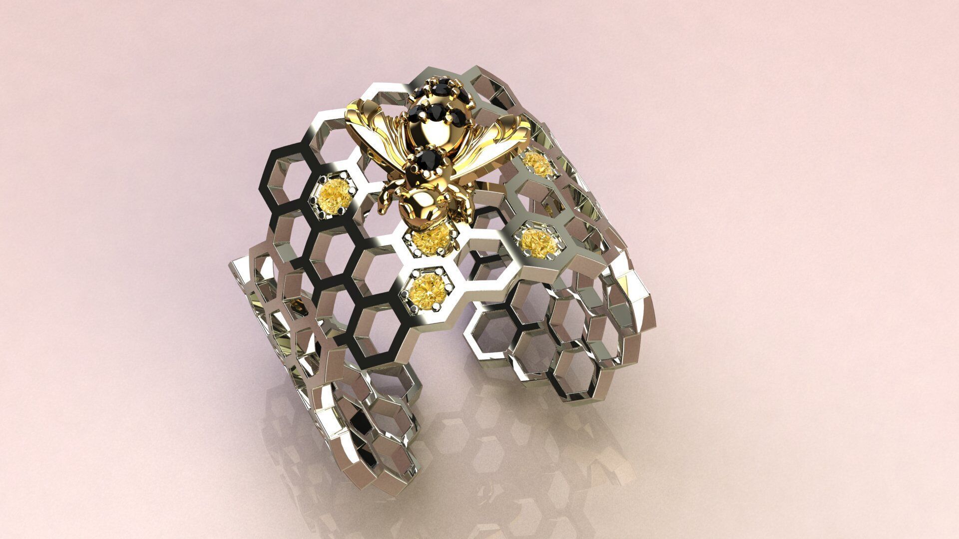 Beehive Ring 3D print model_3