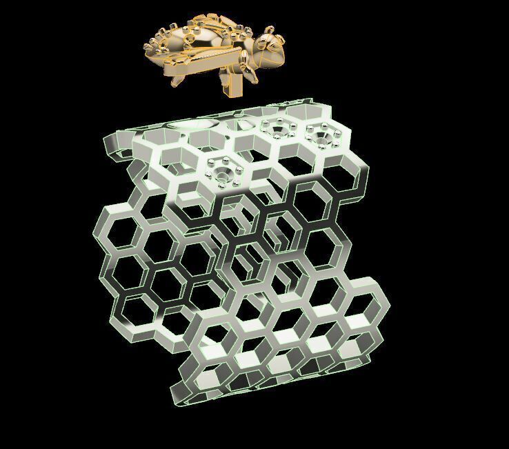 Beehive Ring 3D print model_9