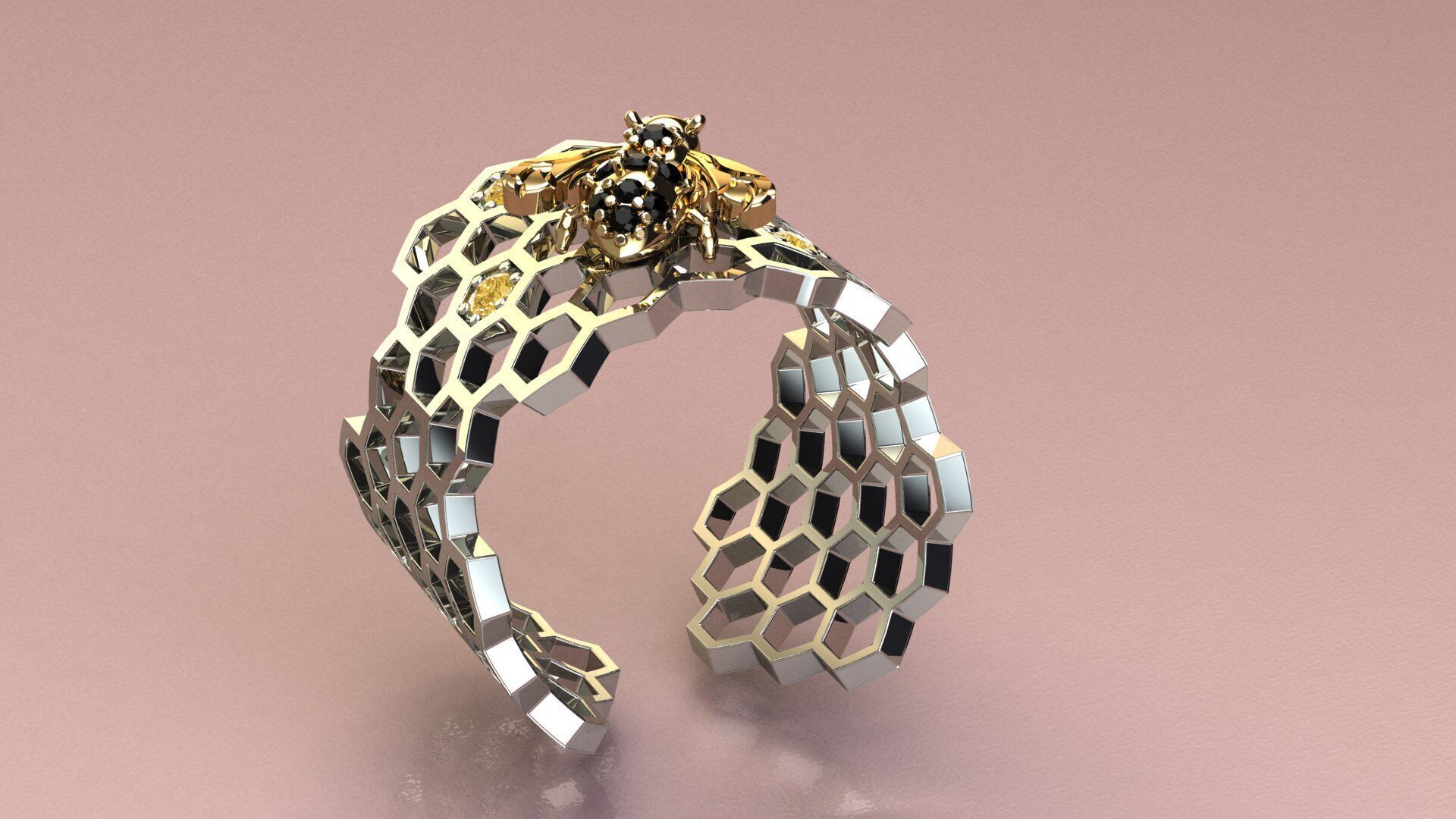 Beehive Ring 3D print model_4
