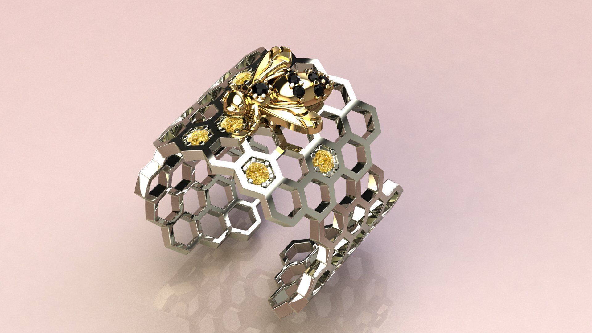 Beehive Ring 3D print model_6