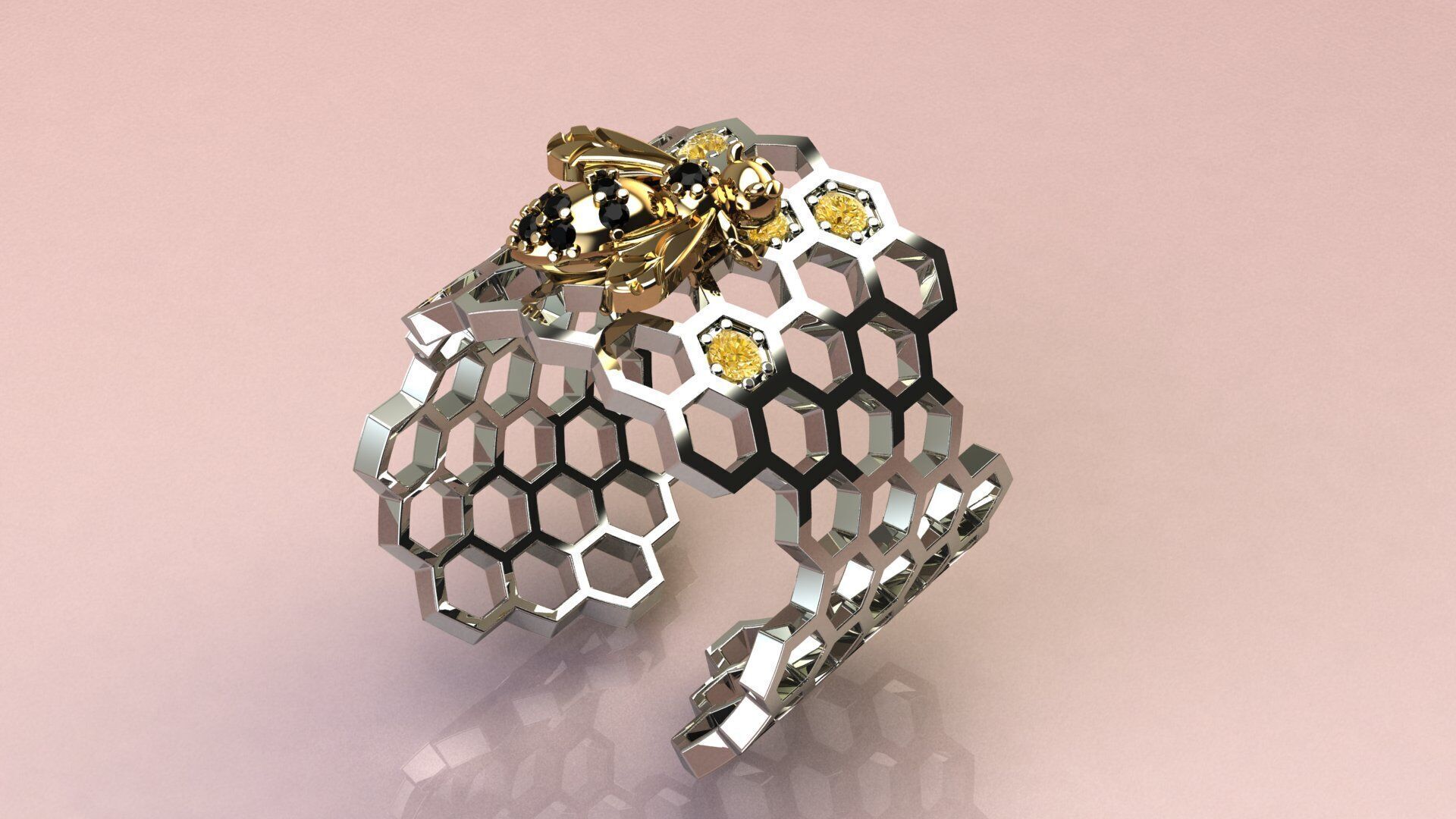 Beehive Ring 3D print model_2