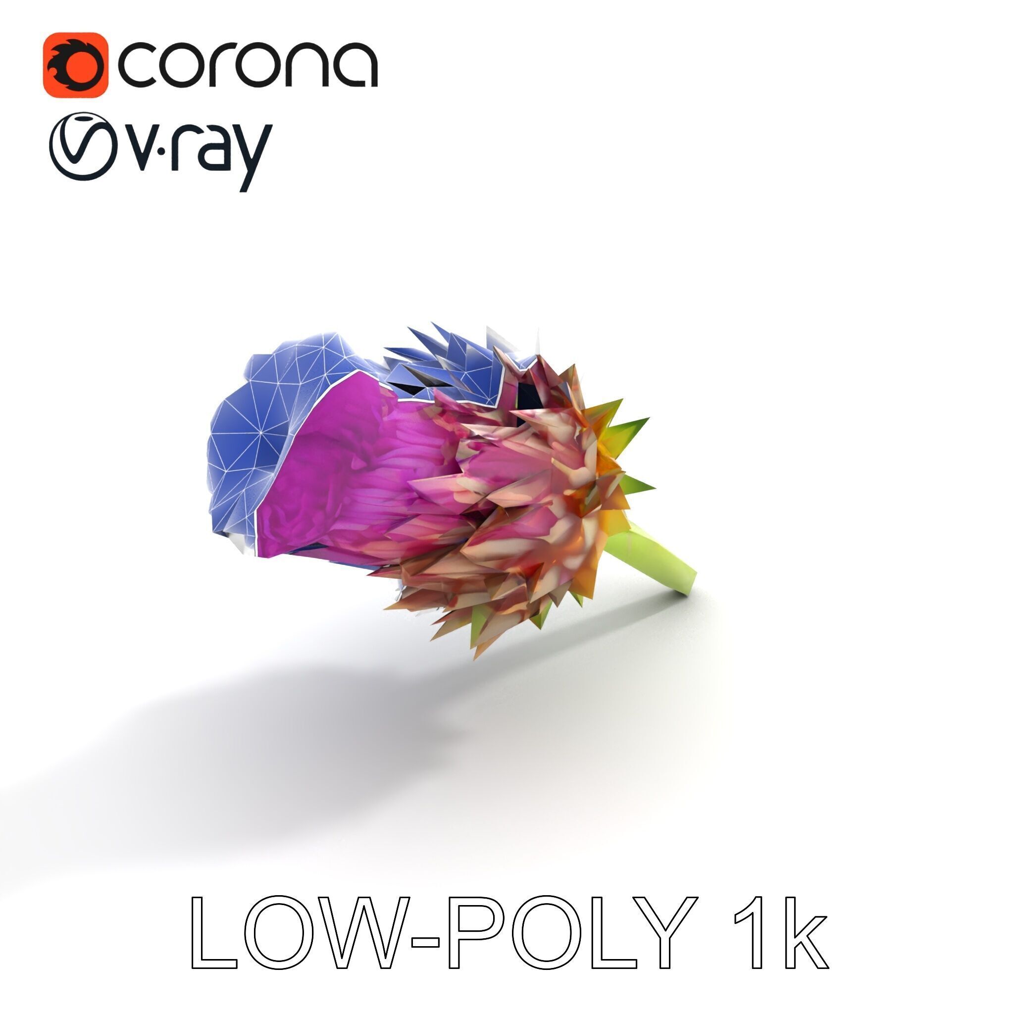 Thistle Flower with Detailed Textures Model Pack Low-poly 3D model_12