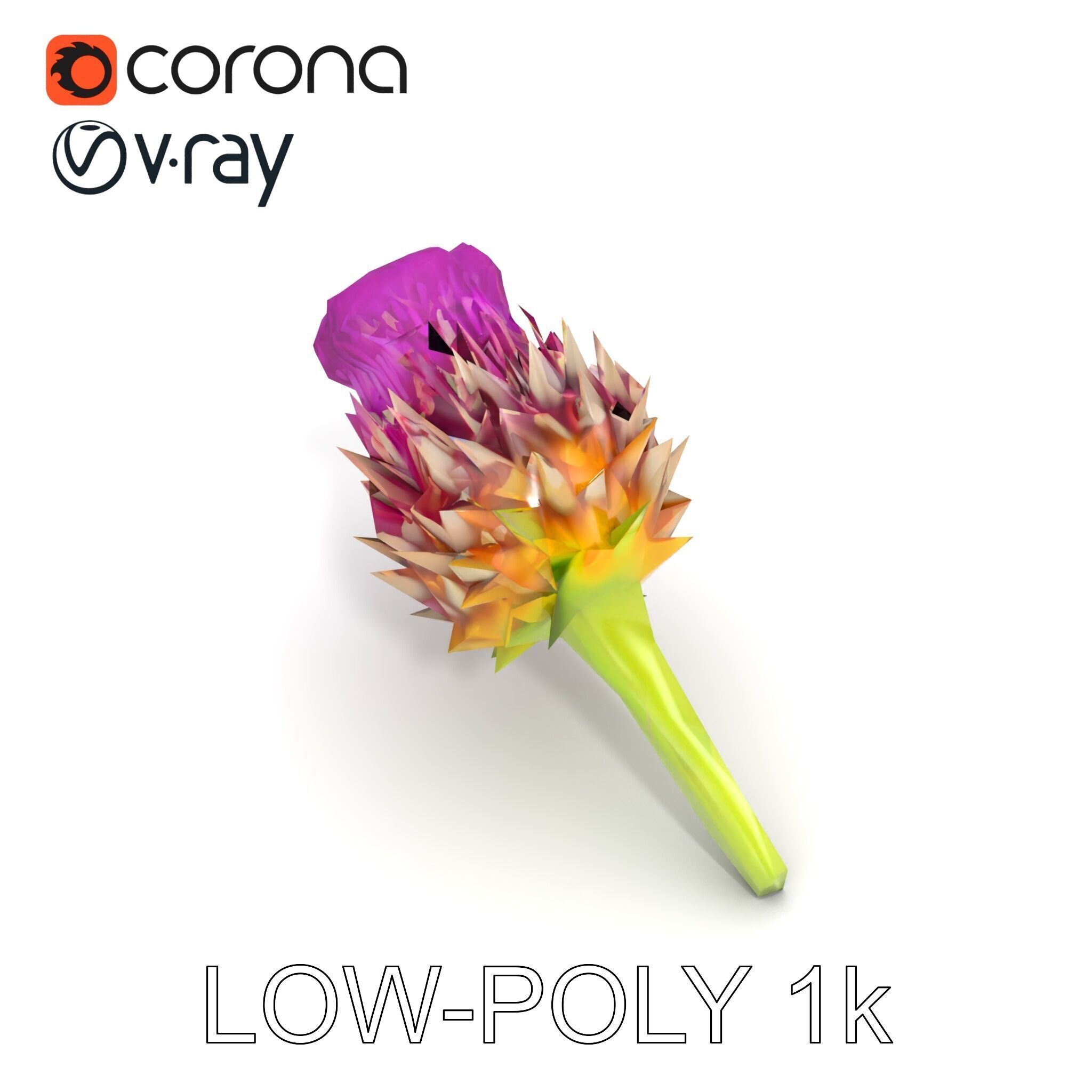 Thistle Flower with Detailed Textures Model Pack Low-poly 3D model_18