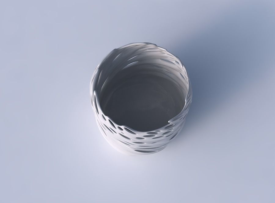 Bowl cylindrical with twisted smooth bubble holes 3D print model_2