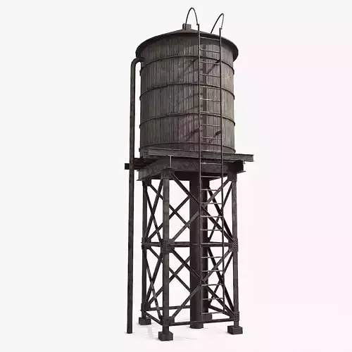 Vintage Water Tower v2 Low-poly 3D model