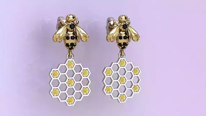 Beehive Earrings 3D print model