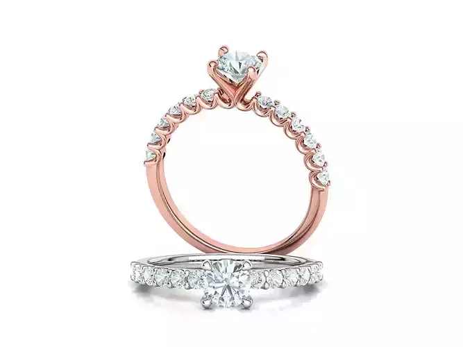 Hazel Solitaire Engagement Ring with Half Carat Diamond 5mm Gem 3D print model