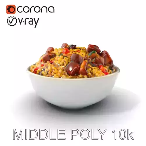 Pilaf Rice Bowl with Meat and Vegetables model pack