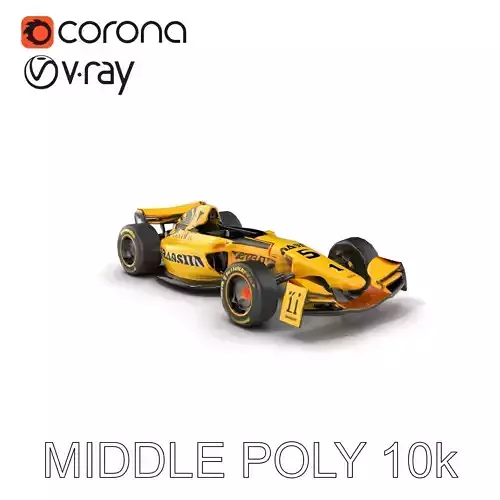 Formula  Vehicle Bright Yellow Black model pack Low-poly 3D model