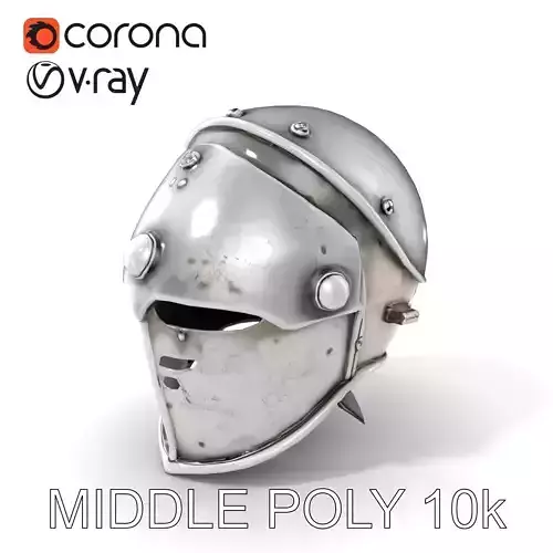 Medieval Armet Helmet Polished Engraved model pack