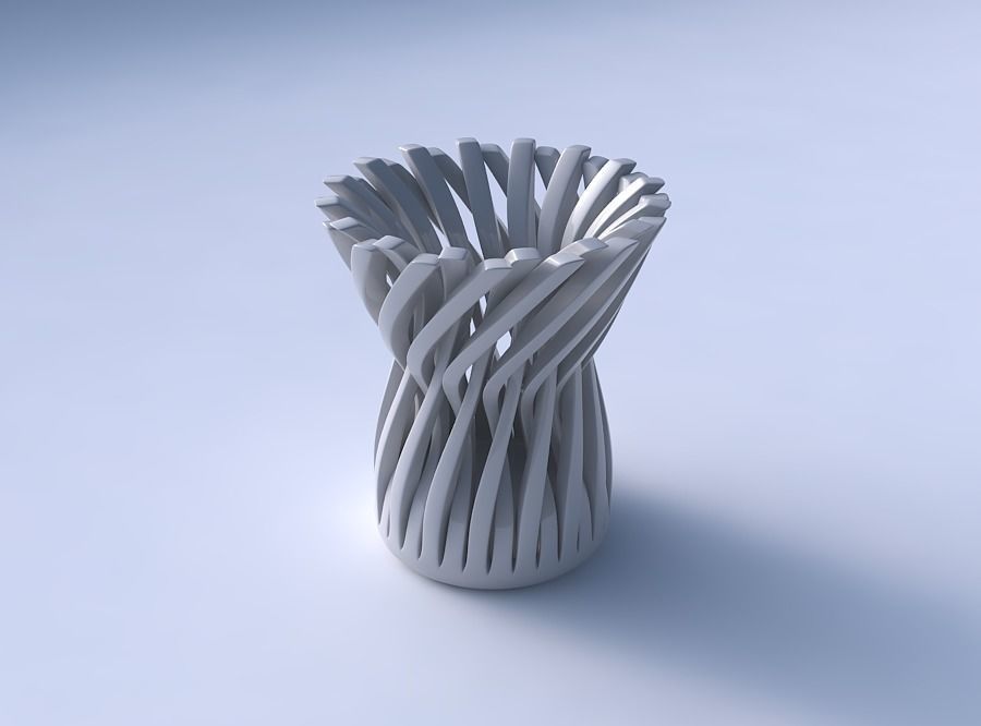 Bowl cylindrical with twisted sharp muscle structures widened... 3D print model_3