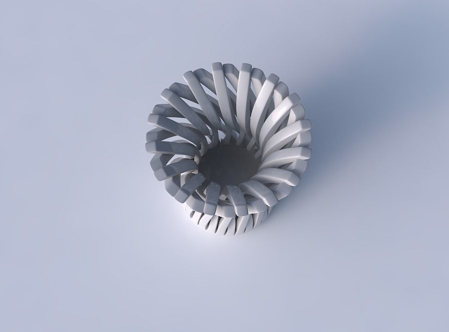Bowl cylindrical with twisted sharp muscle structures widened... 3D print model_2