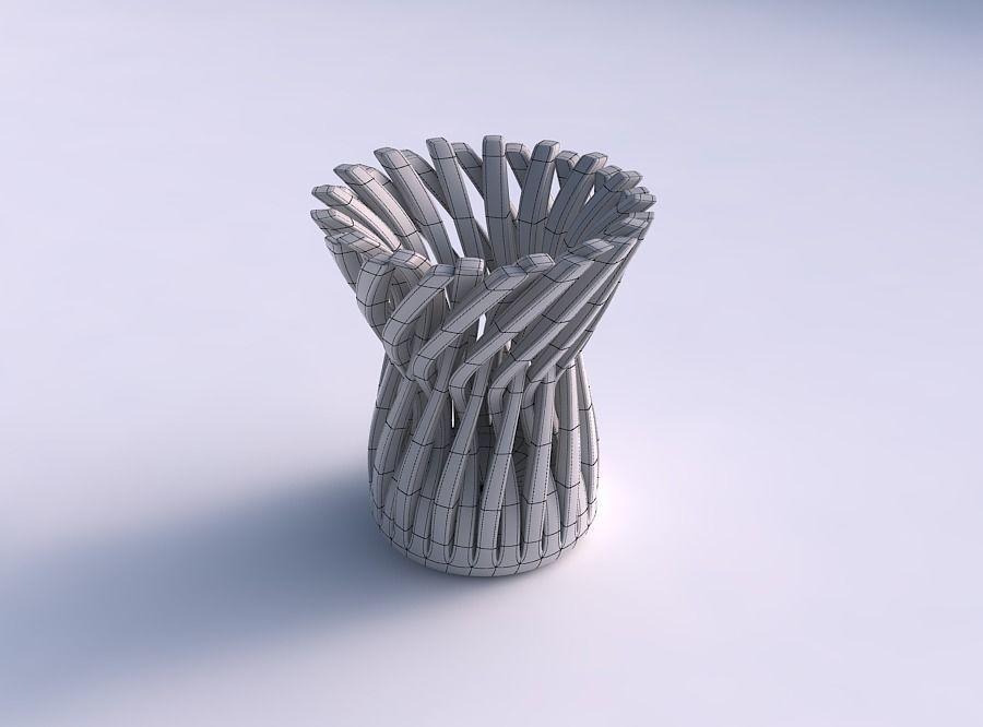 Bowl cylindrical with twisted sharp muscle structures widened... 3D print model_5