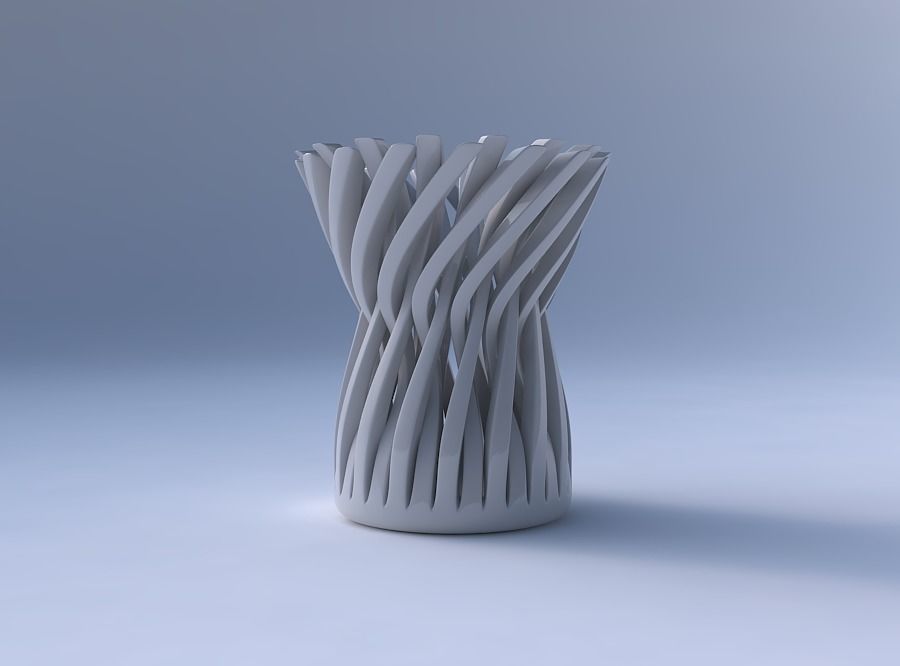 Bowl cylindrical with twisted sharp muscle structures widened... 3D print model_4