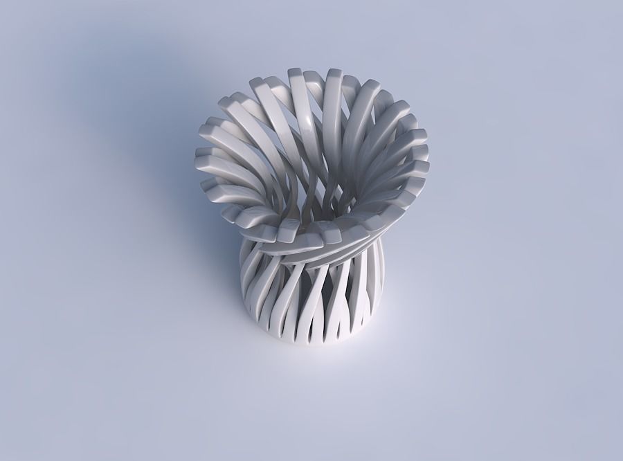 Bowl cylindrical with twisted sharp muscle structures widened... 3D print model_1