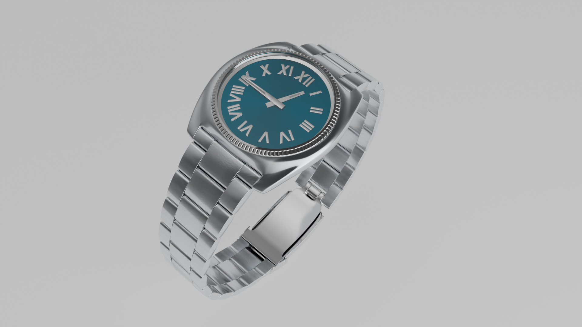 Blue Watch Silver Case  3D model_1