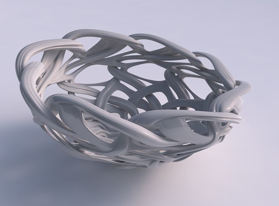 Bowl flared with interlacing lattice and extruded lines squee... 3D print model_0