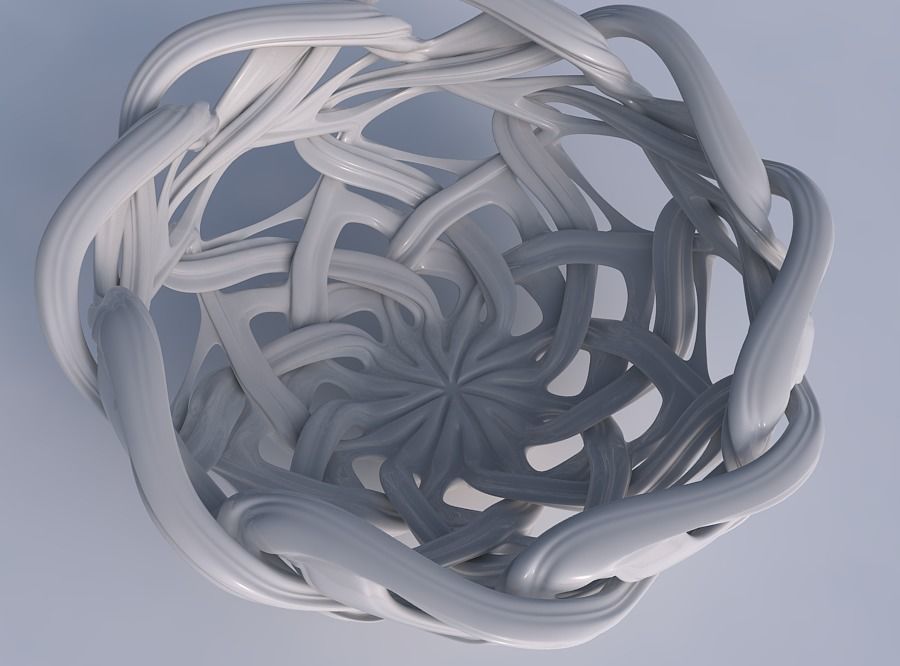 Bowl flared with interlacing lattice and extruded lines squee... 3D print model_1