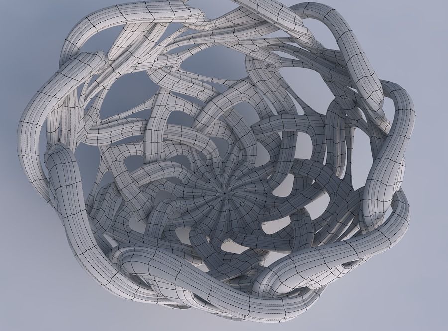 Bowl flared with interlacing lattice and extruded lines squee... 3D print model_6