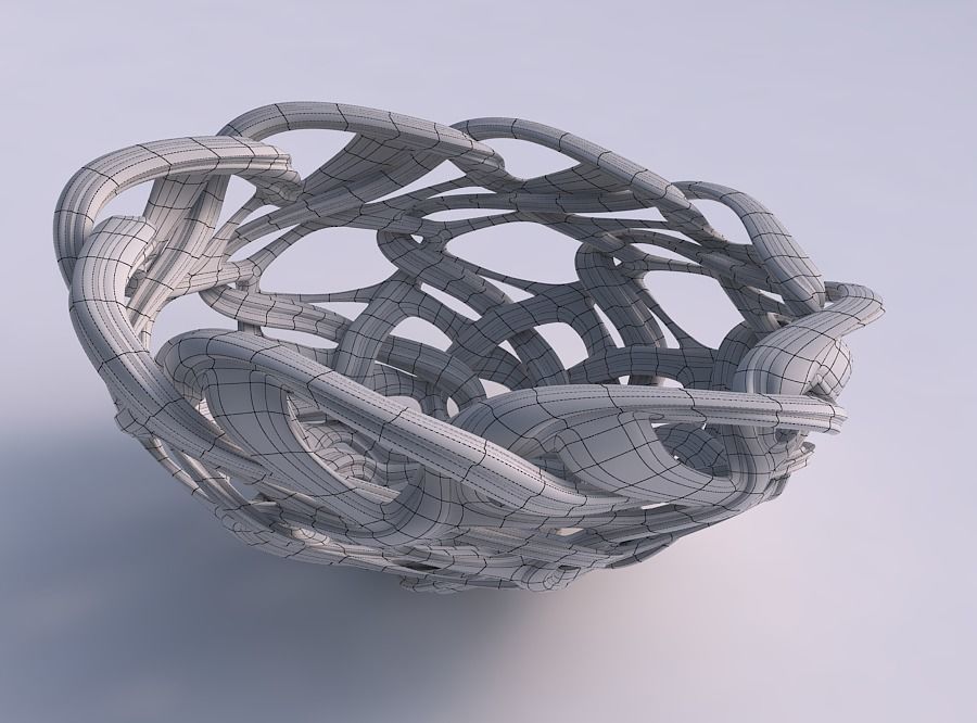 Bowl flared with interlacing lattice and extruded lines squee... 3D print model_5