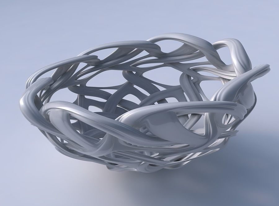 Bowl flared with interlacing lattice and extruded lines squee... 3D print model_3