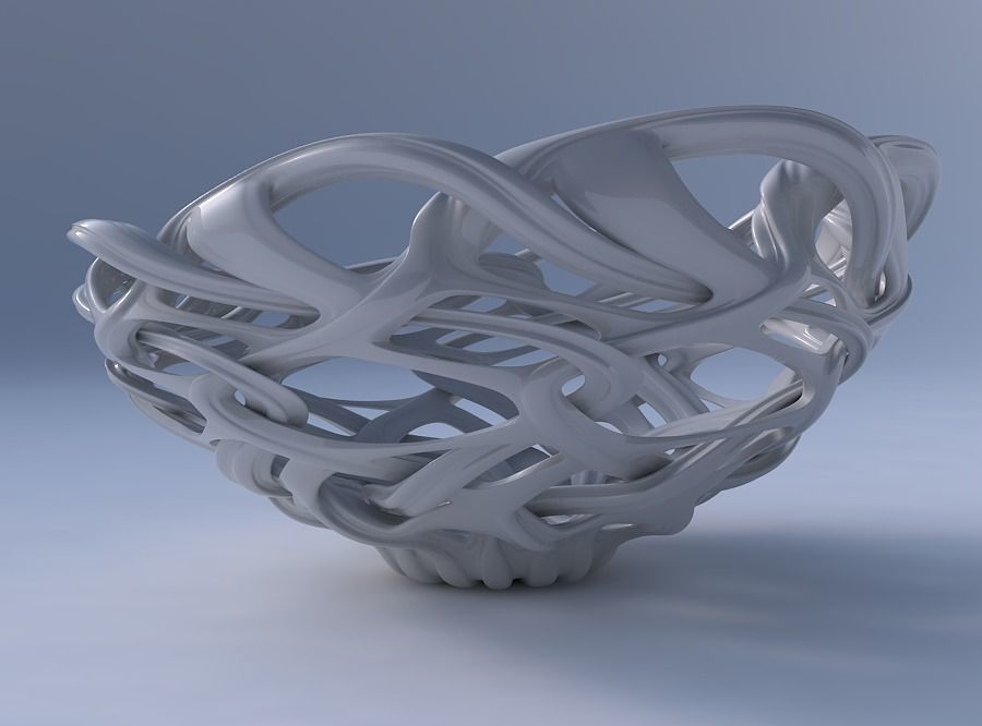 Bowl flared with interlacing lattice and extruded lines squee... 3D print model_4