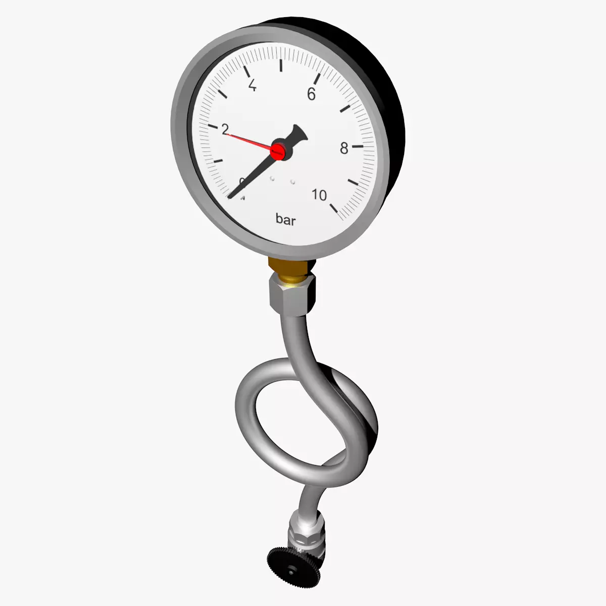 Pressure gauge and siphon tube 3D model