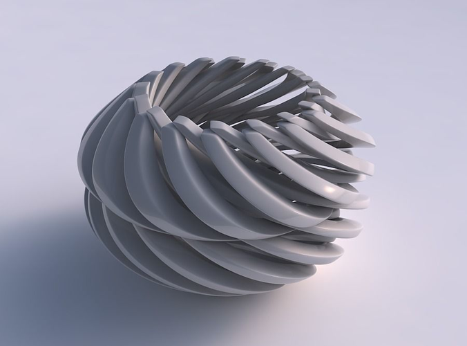 Bowl cylindrical with twisted sharp muscle structures twisted and squeezed