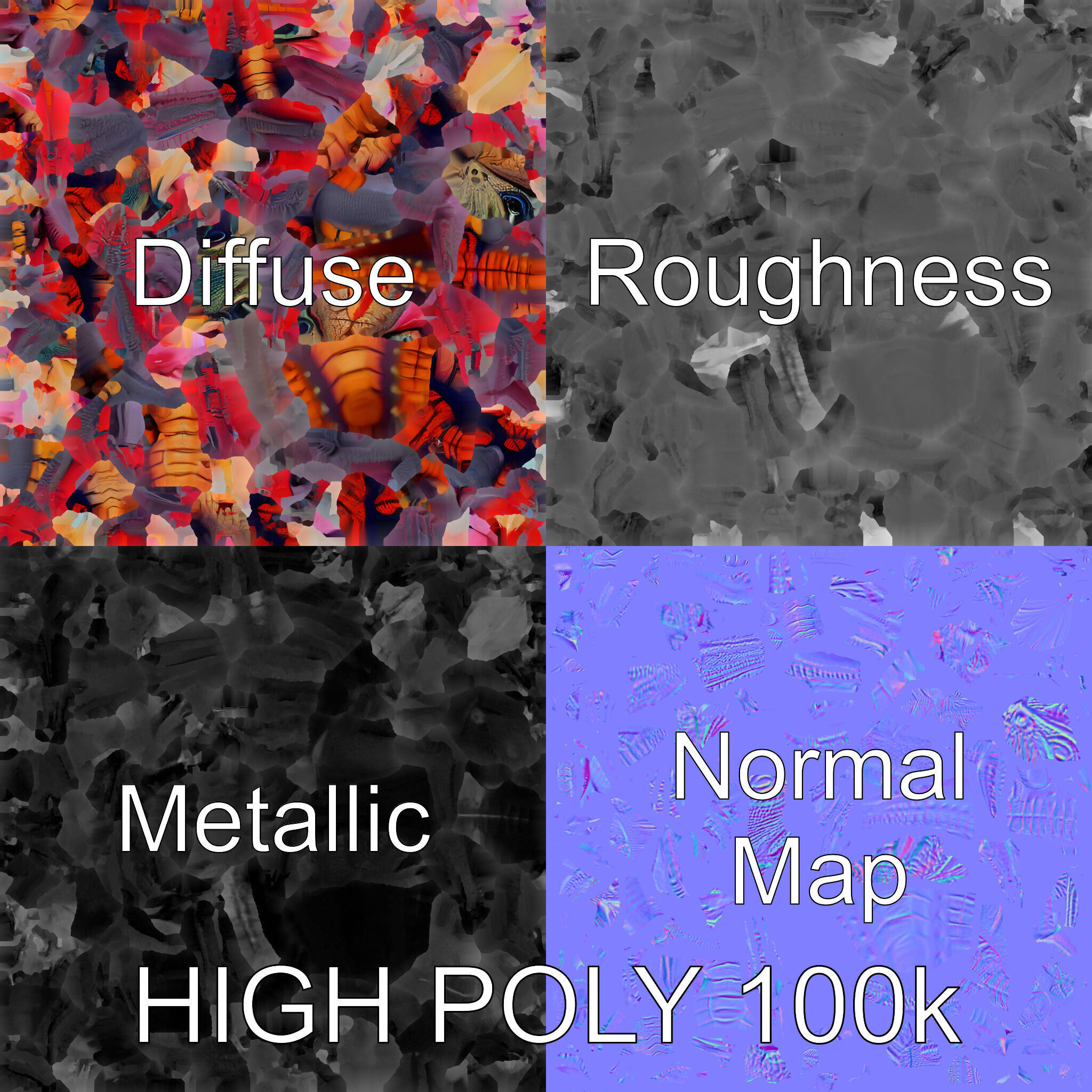 Fantastical Luminescent Creature Model Pack Low-poly 3D model_3