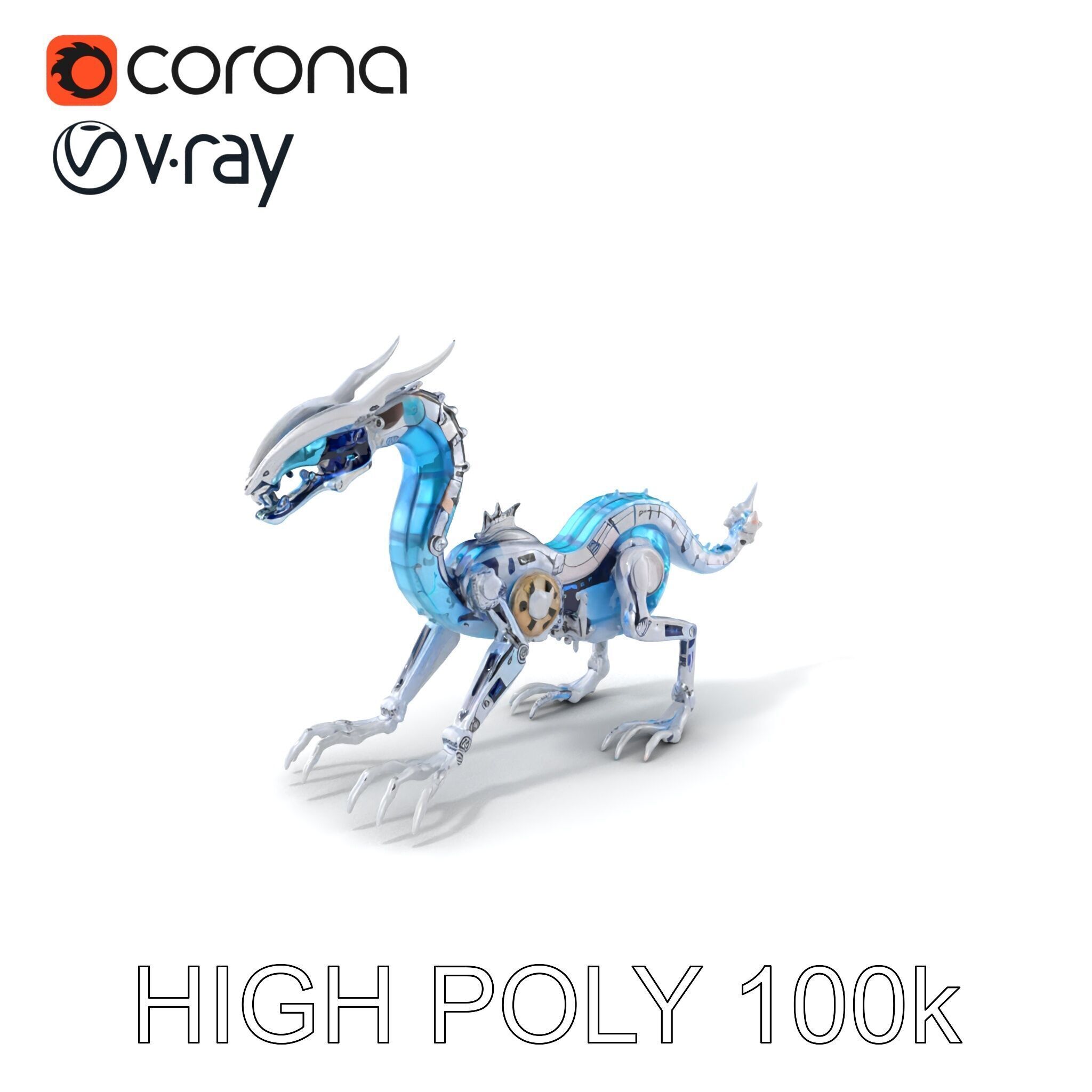 Futuristic Mechanized Serpent model pack Low-poly 3D model_2