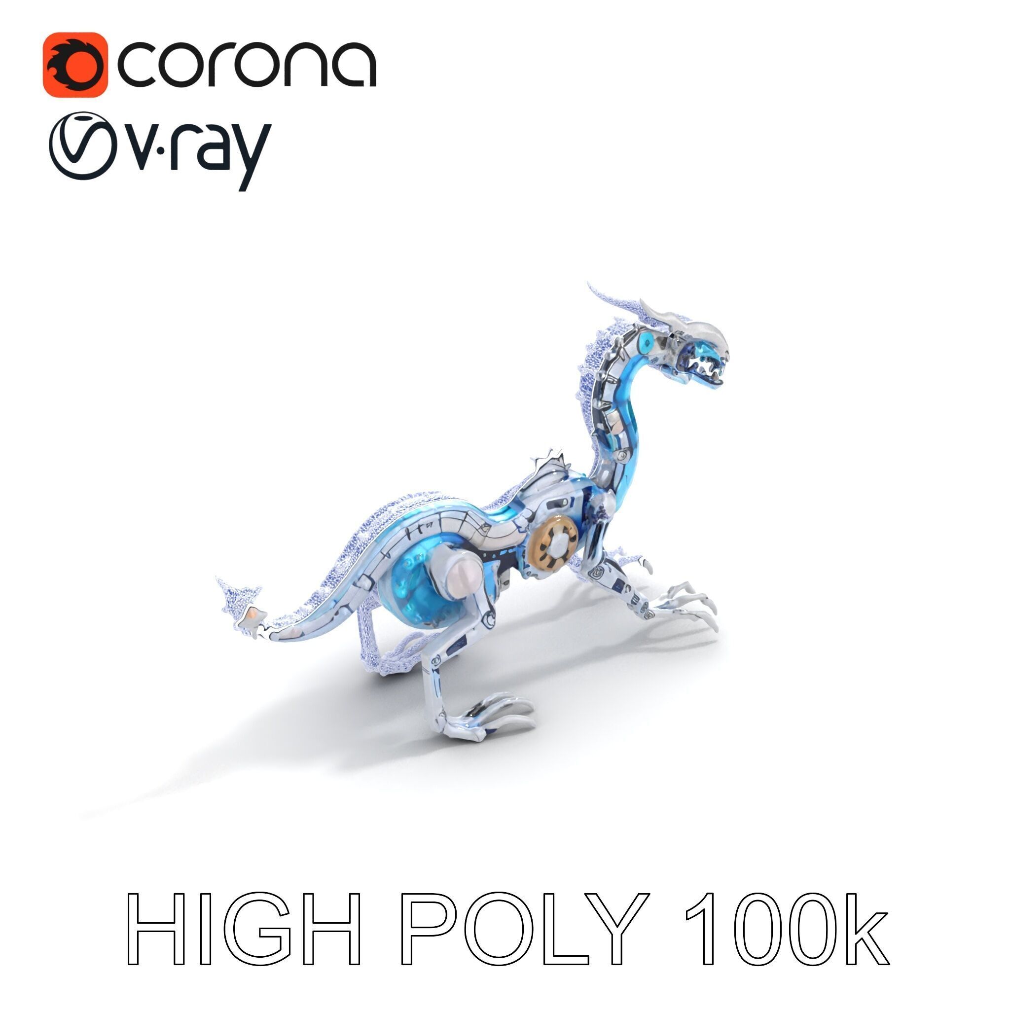 Futuristic Mechanized Serpent model pack Low-poly 3D model_12