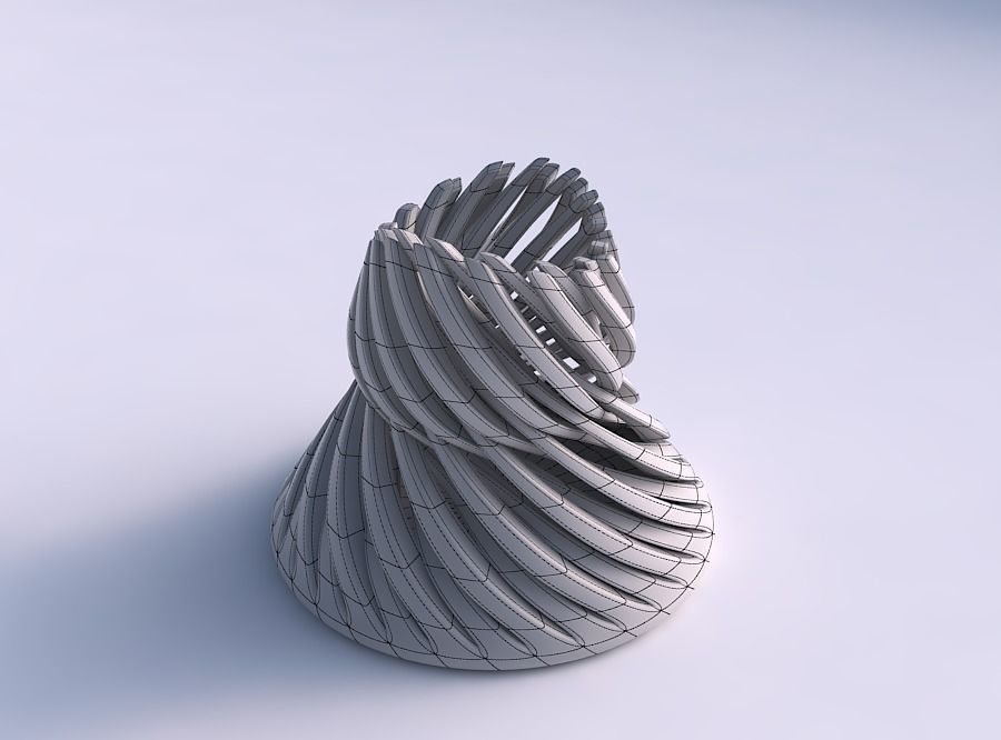 Bowl cylindrical with twisted sharp muscle structures twisted... 3D print model_5