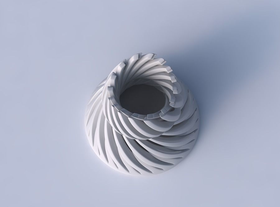 Bowl cylindrical with twisted sharp muscle structures twisted... 3D print model_2