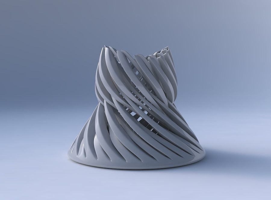 Bowl cylindrical with twisted sharp muscle structures twisted... 3D print model_4
