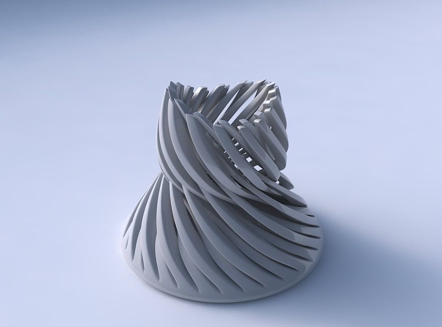 Bowl cylindrical with twisted sharp muscle structures twisted... 3D print model_3