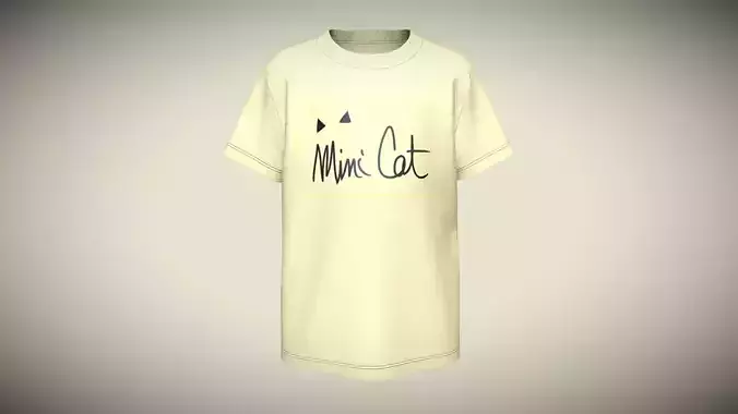 Kids T-Shirt Mini Cat In Low Poly Low-poly 3D model