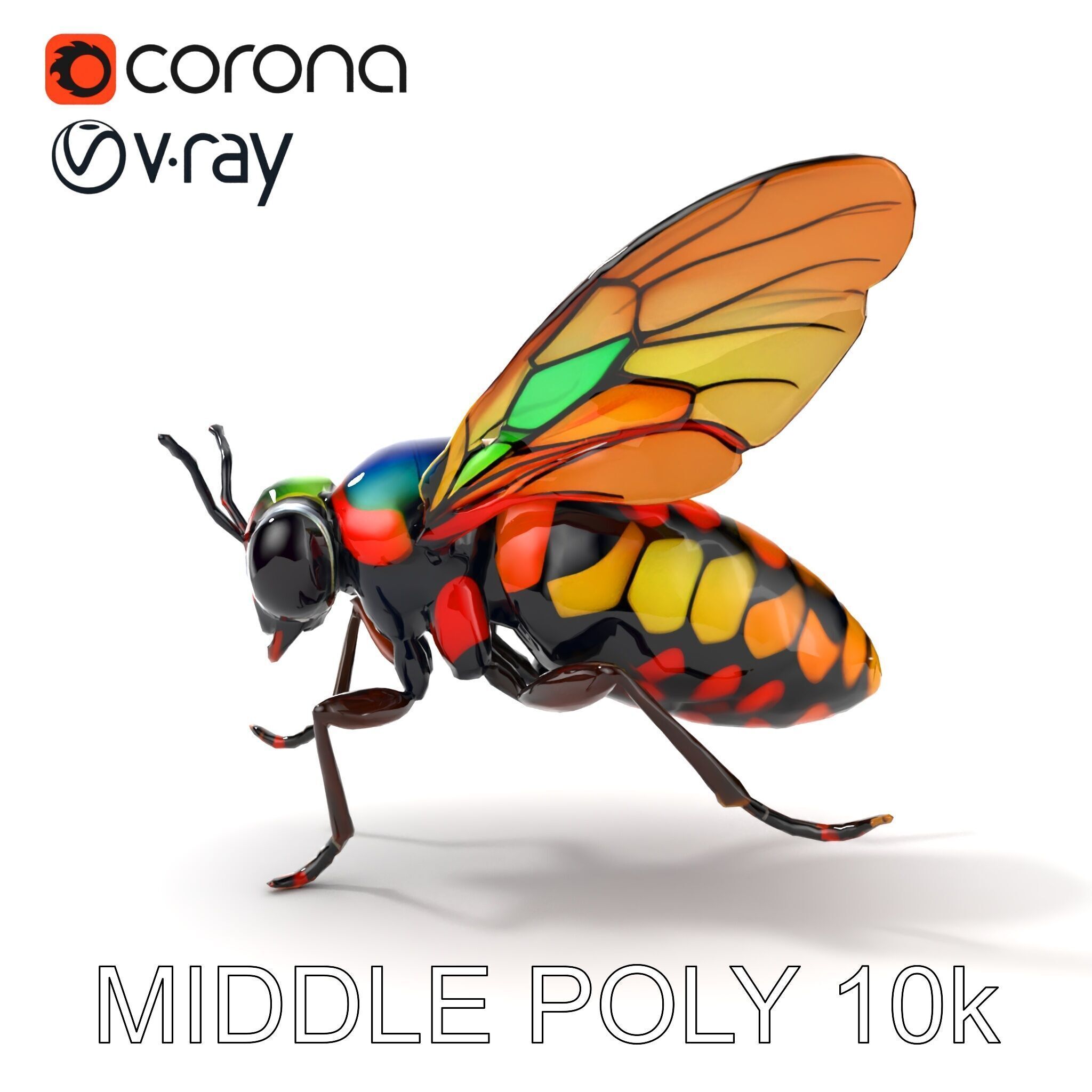 Exotic Insect with Stained Glass Wings model pack Low-poly 3D model_25
