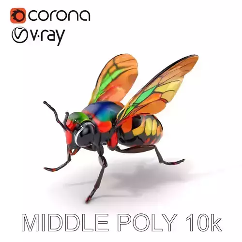 Exotic Insect with Stained Glass Wings model pack