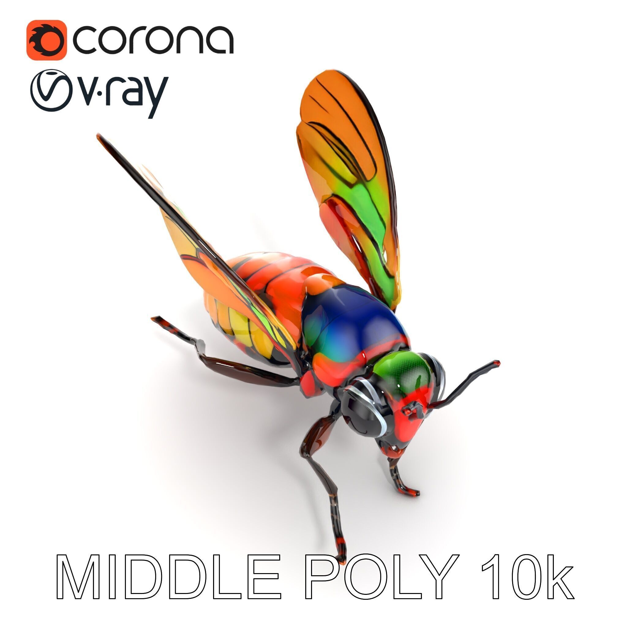 Exotic Insect with Stained Glass Wings model pack Low-poly 3D model_18