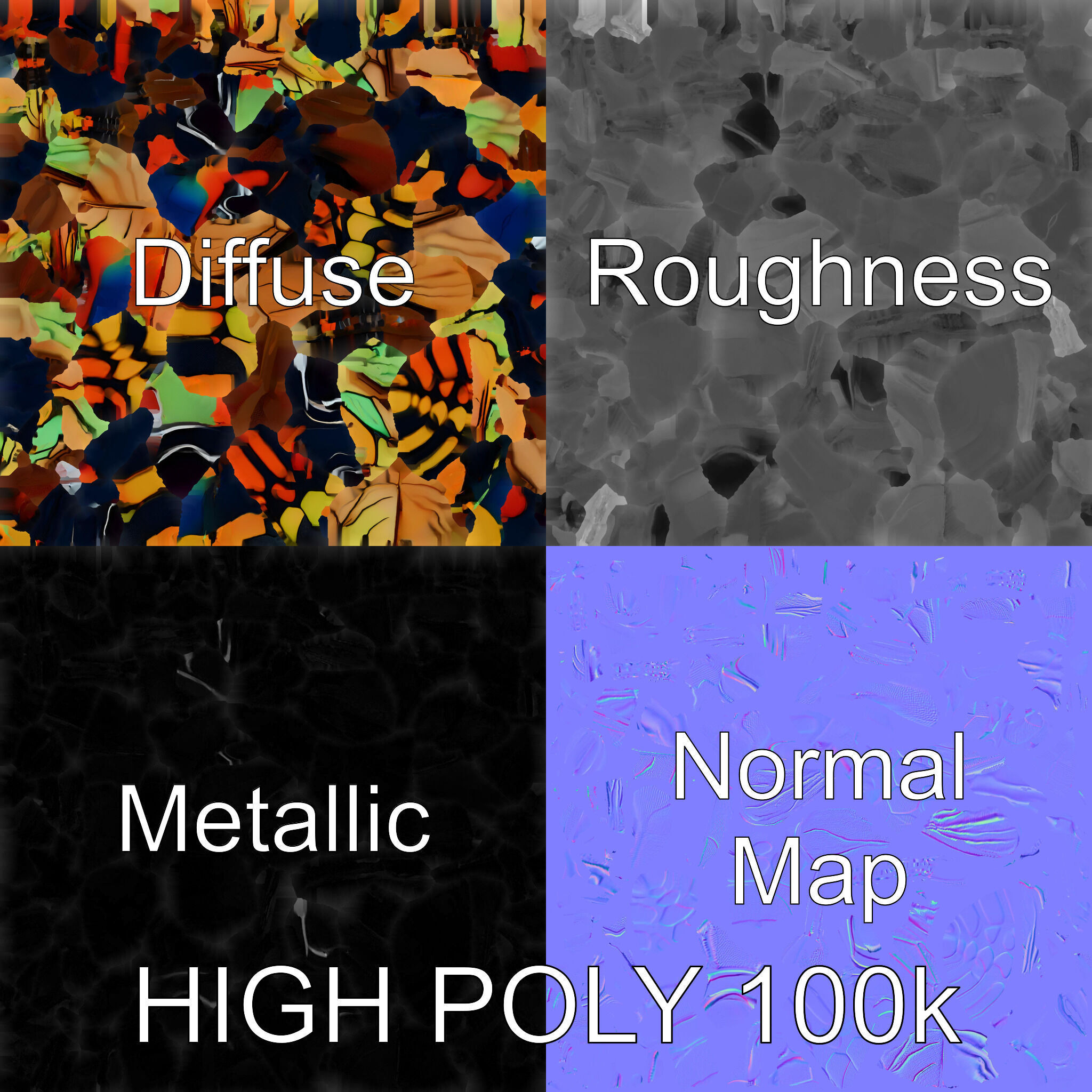 Exotic Insect with Stained Glass Wings model pack Low-poly 3D model_3