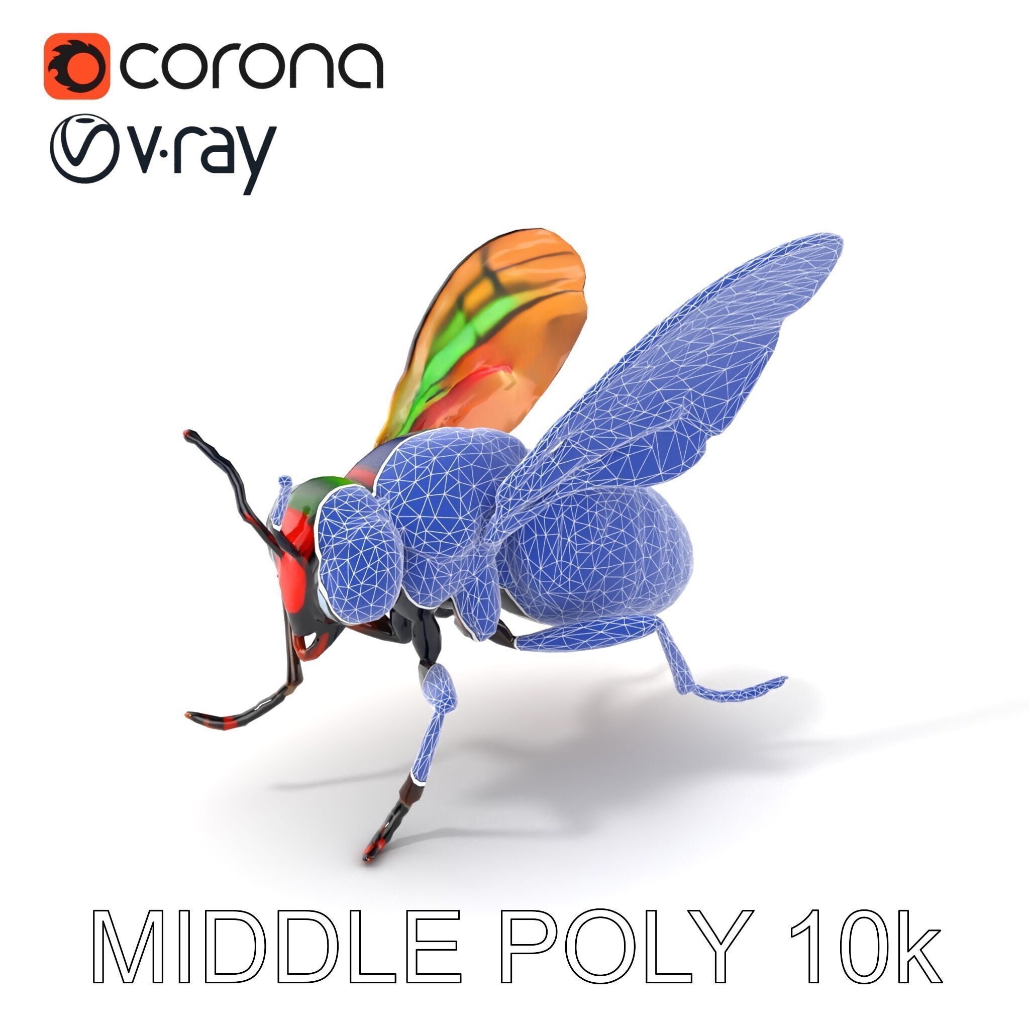 Exotic Insect with Stained Glass Wings model pack Low-poly 3D model_6