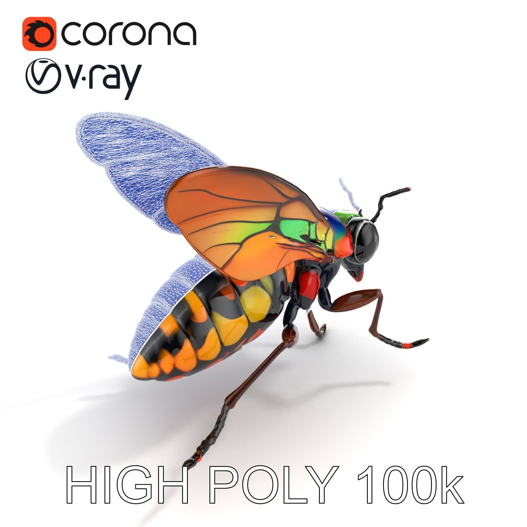 Exotic Insect with Stained Glass Wings model pack Low-poly 3D model_15