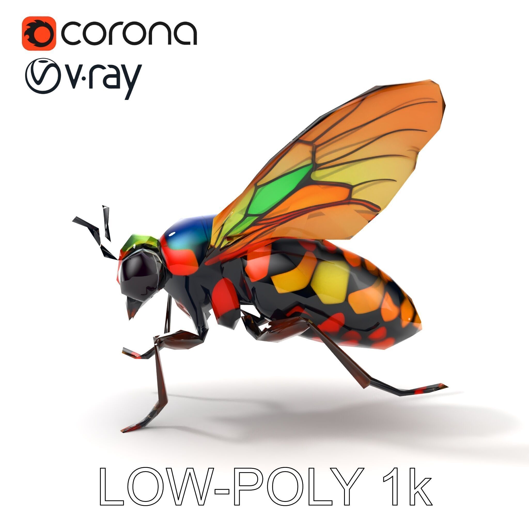 Exotic Insect with Stained Glass Wings model pack Low-poly 3D model_23