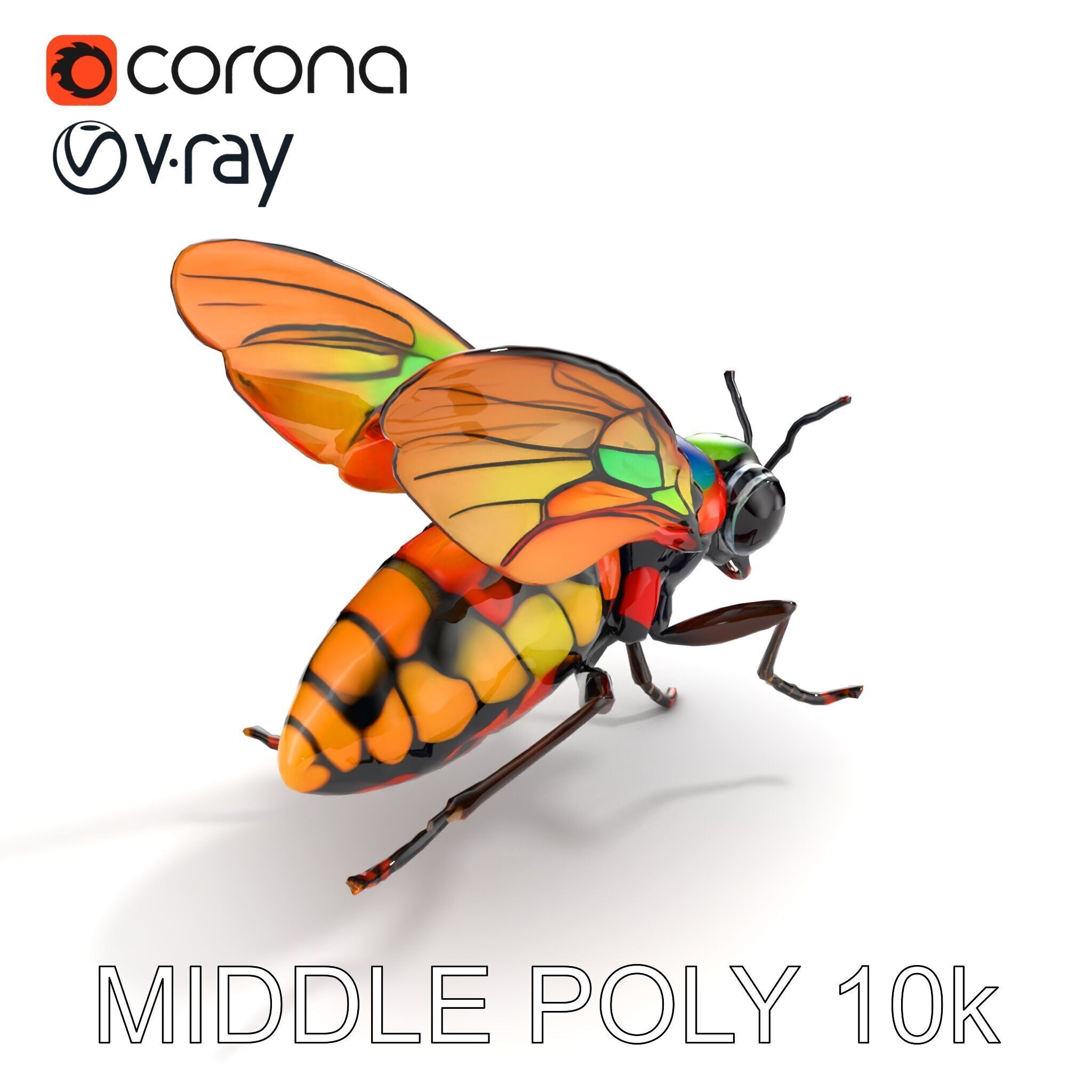 Exotic Insect with Stained Glass Wings model pack Low-poly 3D model_8