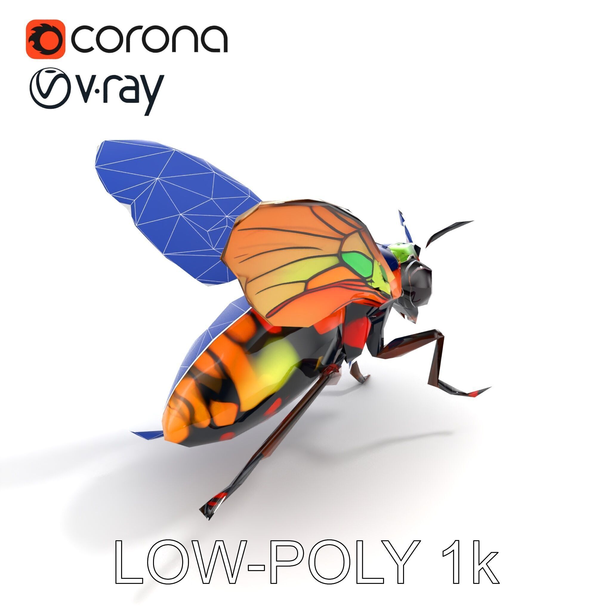 Exotic Insect with Stained Glass Wings model pack Low-poly 3D model_17