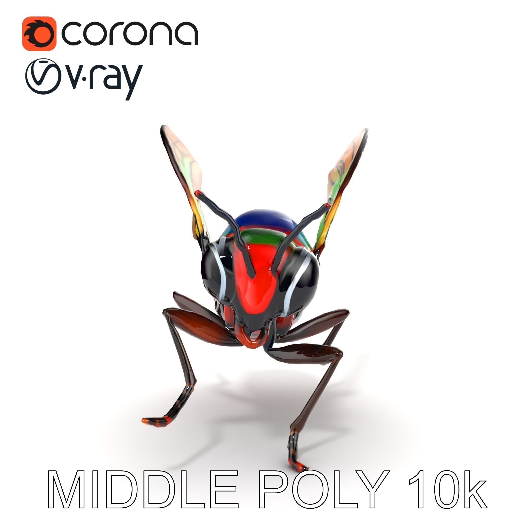 Exotic Insect with Stained Glass Wings model pack Low-poly 3D model_12
