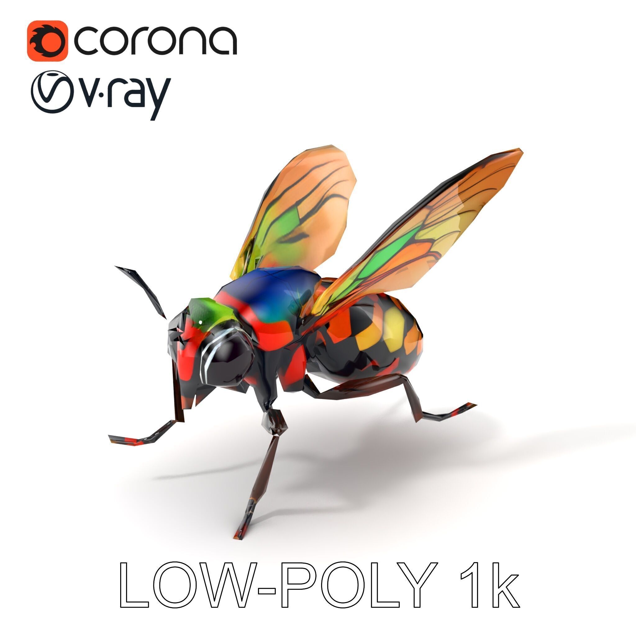 Exotic Insect with Stained Glass Wings model pack Low-poly 3D model_5