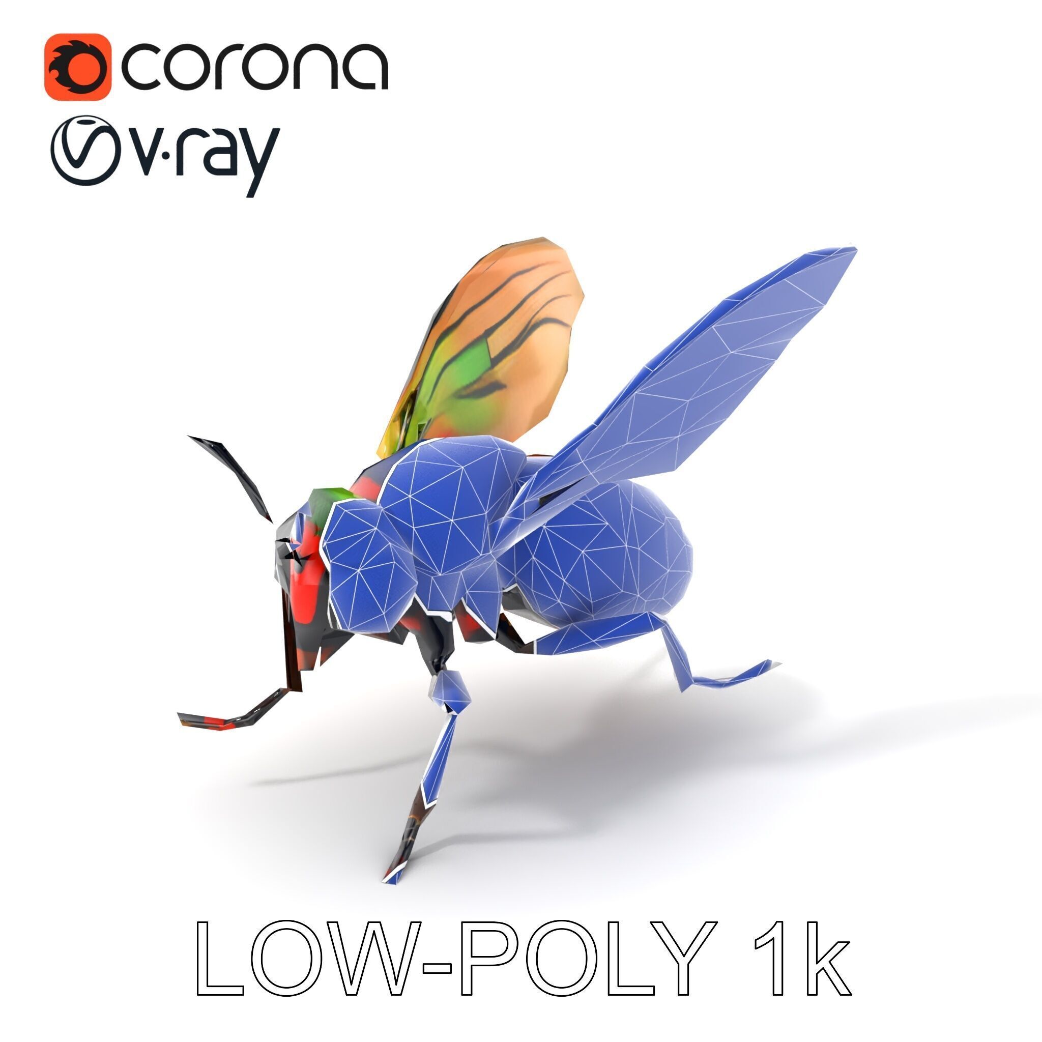 Exotic Insect with Stained Glass Wings model pack Low-poly 3D model_7